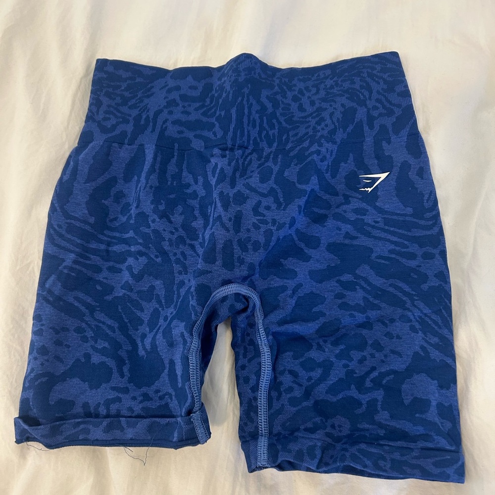 bright blue leopard print gymshark shorts size Medium